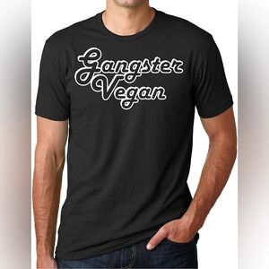 Gangster Vegan Cotton Unisex Crew Neck Short Sleeve Tee Medium Black